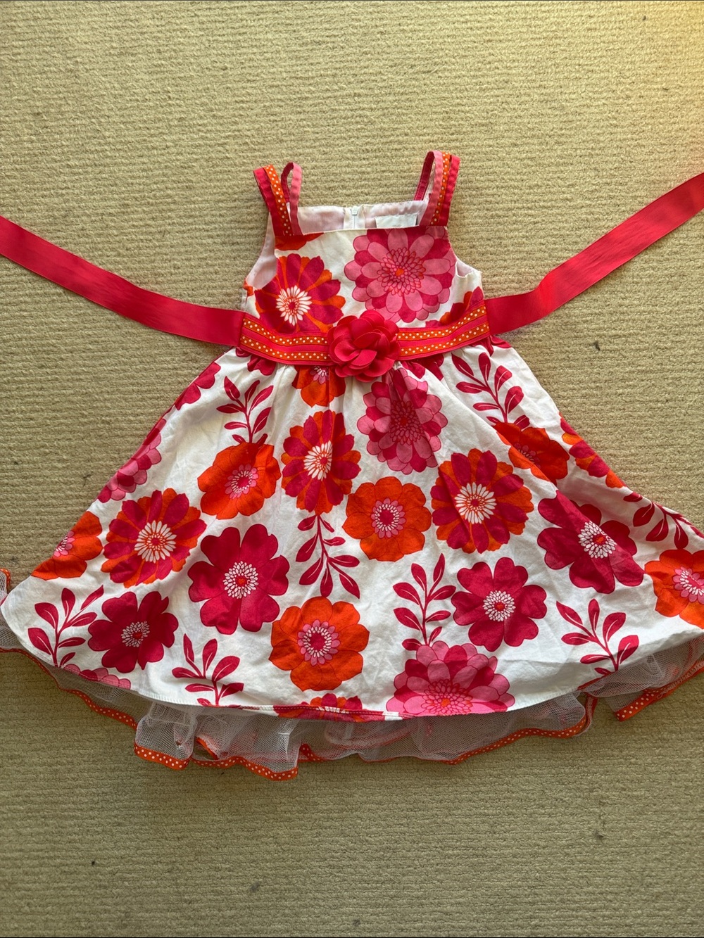 Rare Editions Pink and Orange Polka Dot Girls Dress